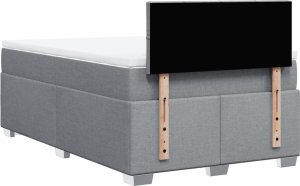 vidaXL Łóżko kontynentalne z materacem, jasnoszare, tkanina 120x200 cm 6