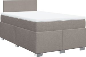 vidaXL Łóżko kontynentalne z materacem, taupe, tkanina, 120x200 cm 2