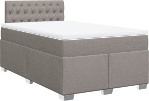 vidaXL Łóżko kontynentalne z materacem, taupe, tkanina, 120x200 cm 2