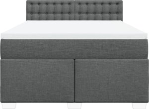 vidaXL Łóżko kontynentalne z materacem, ciemnoszara tkanina 140x200 cm 4