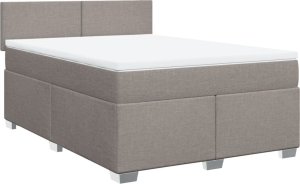 vidaXL Łóżko kontynentalne z materacem, taupe, tkanina, 160x200 cm 2