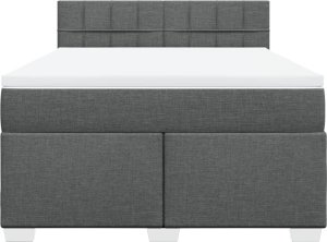 vidaXL Łóżko kontynentalne z materacem, ciemnoszara tkanina 160x200 cm 4