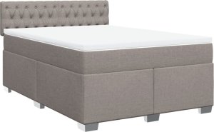 vidaXL Łóżko kontynentalne z materacem, taupe, tkanina, 160x200 cm 2