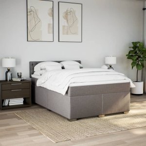 vidaXL Łóżko kontynentalne z materacem, taupe, tkanina, 160x200 cm 3