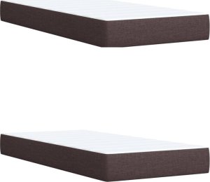 vidaXL Łóżko kontynentalne z materacem, brązowe, tkanina, 200x200 cm 6