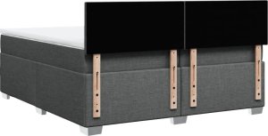 vidaXL Łóżko kontynentalne z materacem, ciemnoszara tkanina 200x200 cm 10