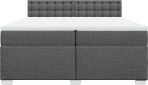 vidaXL Łóżko kontynentalne z materacem, ciemnoszara tkanina 200x200 cm 4