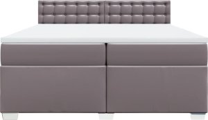 vidaXL Łóżko kontynentalne z materacem, szare, ekoskóra 200x200 cm 4