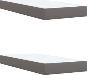 vidaXL Łóżko kontynentalne z materacem, szare, ekoskóra 200x200 cm 10