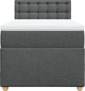 vidaXL Łóżko kontynentalne z materacem, ciemnoszara tkanina 80x200 cm 4