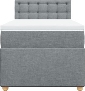 vidaXL Łóżko kontynentalne z materacem, jasnoszare, tkanina, 80x200 cm 4