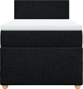 vidaXL Łóżko kontynentalne z materacem, czarne, tkanina 90x190 cm 4