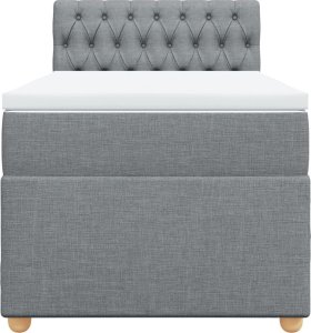 vidaXL Łóżko kontynentalne z materacem, jasnoszare, tkanina, 90x200 cm 4