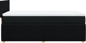 vidaXL Łóżko kontynentalne z materacem, czarne, tkanina 90x190 cm 5