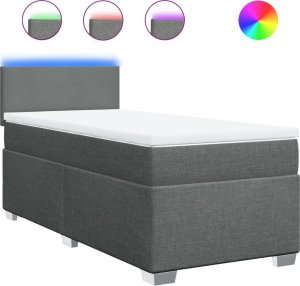 vidaXL Łóżko kontynentalne z materacem, ciemnoszara tkanina 100x200 cm 2