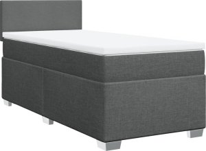 vidaXL Łóżko kontynentalne z materacem, ciemnoszara tkanina 100x200 cm 3