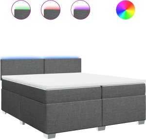 vidaXL Łóżko kontynentalne z materacem, ciemnoszara tkanina 200x200 cm 2