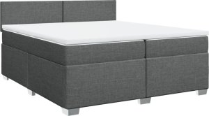 vidaXL Łóżko kontynentalne z materacem, ciemnoszara tkanina 200x200 cm 3