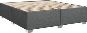 vidaXL Łóżko kontynentalne z materacem, ciemnoszara tkanina 200x200 cm 8