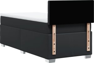 vidaXL Łóżko kontynentalne z materacem, czarne, ekoskóra 90x190 cm 12