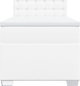 vidaXL Łóżko kontynentalne z materacem, białe, ekoskóra 90x200 cm 6