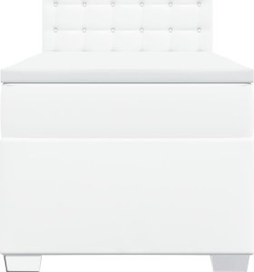 vidaXL Łóżko kontynentalne z materacem, białe, ekoskóra 100x200 cm 6