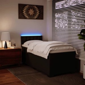 vidaXL Łóżko kontynentalne z materacem, czarne, ekoskóra 100x200 cm 5