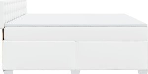 vidaXL Łóżko kontynentalne z materacem, białe, ekoskóra 180x200 cm 11