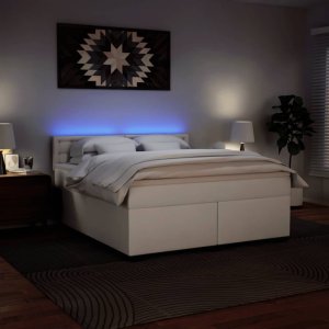 vidaXL Łóżko kontynentalne z materacem, białe, ekoskóra 180x200 cm 5