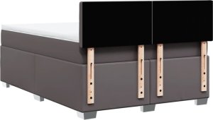 vidaXL Łóżko kontynentalne z materacem, szare, ekoskóra 140x200 cm 12