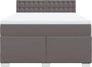 vidaXL Łóżko kontynentalne z materacem, szare, ekoskóra 140x200 cm 6