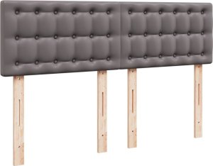 vidaXL Łóżko kontynentalne z materacem, szare, ekoskóra 140x200 cm 7