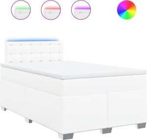 vidaXL Łóżko kontynentalne z materacem, białe, ekoskóra 120x200 cm 2