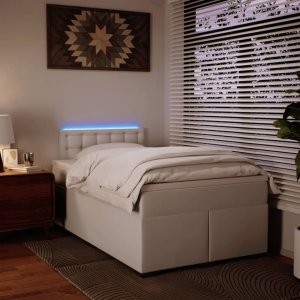 vidaXL Łóżko kontynentalne z materacem, białe, ekoskóra 120x200 cm 5