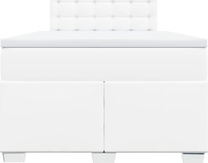 vidaXL Łóżko kontynentalne z materacem, białe, ekoskóra 120x200 cm 6