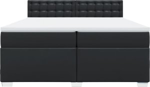 vidaXL Łóżko kontynentalne z materacem, czarne, ekoskóra 200x200 cm 6