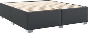 vidaXL Łóżko kontynentalne z materacem, czarne, ekoskóra 200x200 cm 8