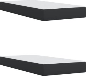 vidaXL Łóżko kontynentalne z materacem, czarne, ekoskóra 200x200 cm 9