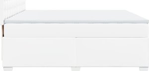 vidaXL Łóżko kontynentalne z materacem białe 200x200 cm 11