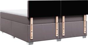 vidaXL Łóżko kontynentalne z materacem, szare, ekoskóra 200x200 cm 12