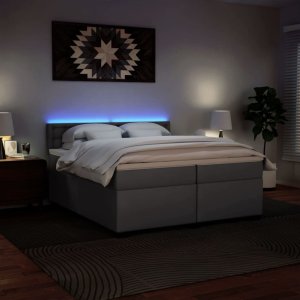 vidaXL Łóżko kontynentalne z materacem, szare, ekoskóra 200x200 cm 5