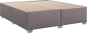 vidaXL Łóżko kontynentalne z materacem, szare, ekoskóra 200x200 cm 8