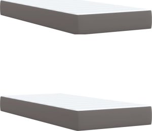 vidaXL Łóżko kontynentalne z materacem, szare, ekoskóra 200x200 cm 9