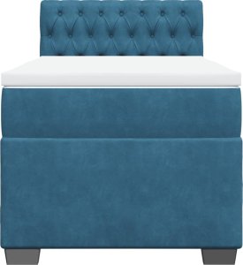 vidaXL Łóżko kontynentalne z materacem, niebieskie, 90x190 cm, aksamit 6