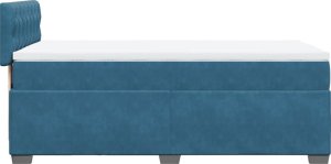 vidaXL Łóżko kontynentalne z materacem, niebieskie, 90x190 cm, aksamit 7