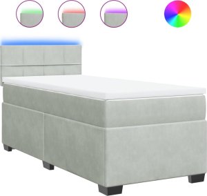 vidaXL Łóżko kontynentalne z materacem, jasnoszare, aksamit, 90x190 cm 2