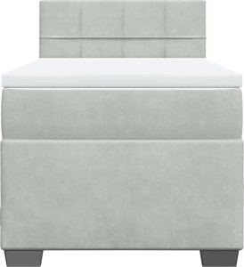 vidaXL Łóżko kontynentalne z materacem, jasnoszare, aksamit, 90x190 cm 6