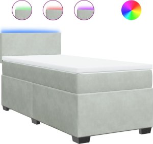 vidaXL Łóżko kontynentalne z materacem, jasnoszare, aksamit, 90x200 cm 2