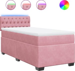 vidaXL Łóżko kontynentalne z materacem, różowe, aksamit, 90x190 cm 2
