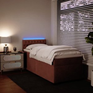 vidaXL Łóżko kontynentalne z materacem, różowe, aksamit, 90x190 cm 4